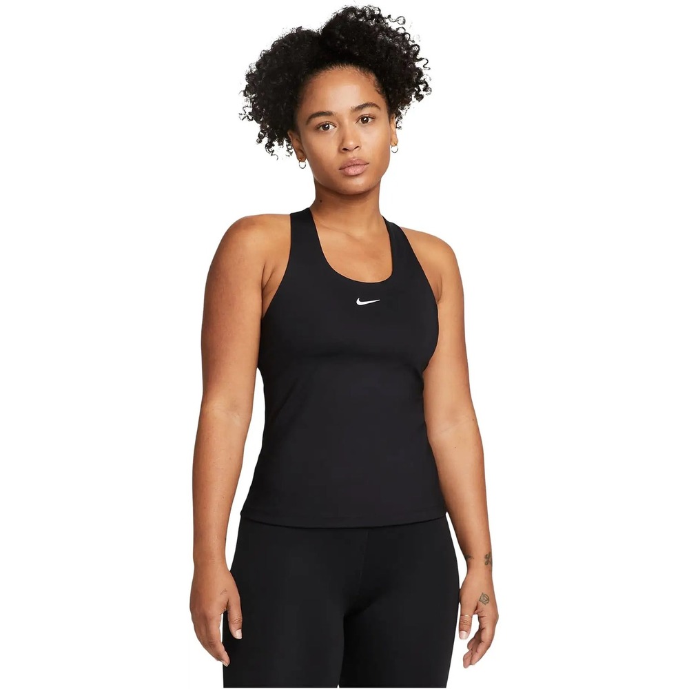 Nike Dri-FIT Swoosh Bra Tank Black Racerback Built-in Padded Bra Large